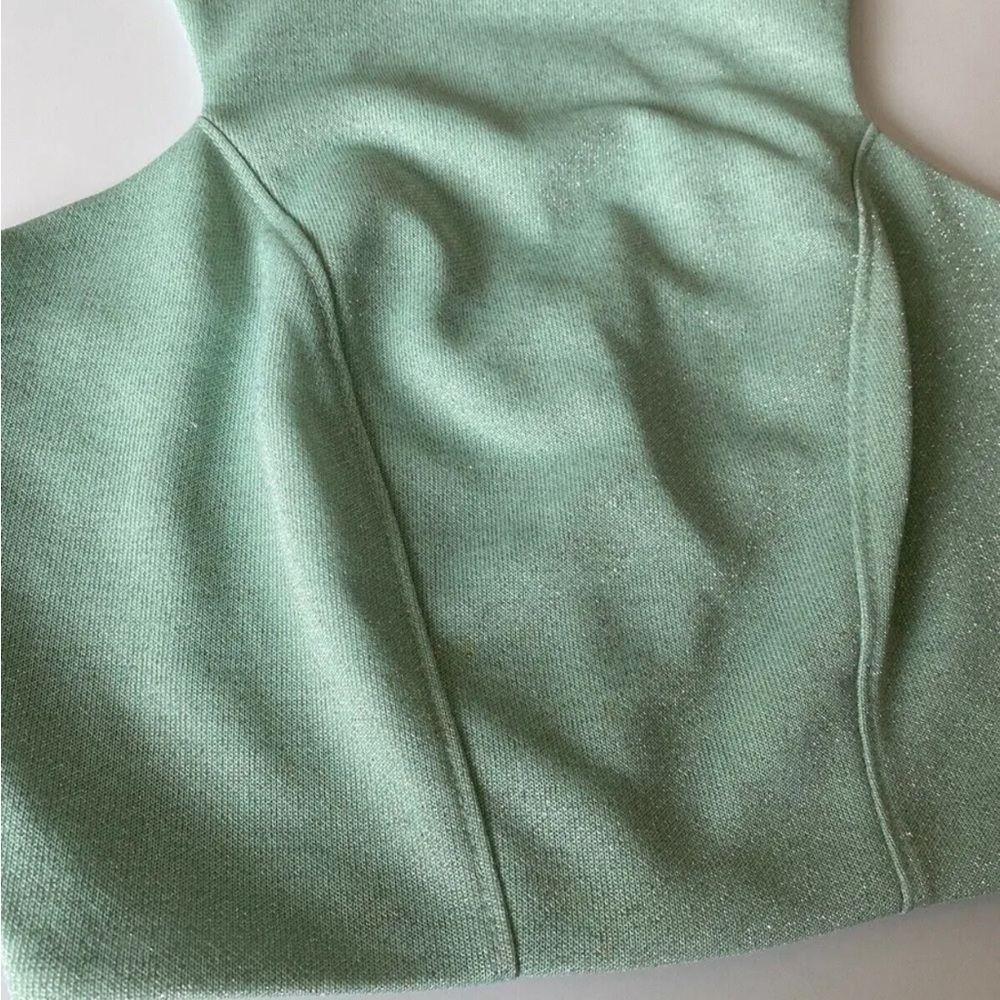 Topshop Light Turquoise Glitter Crop Top Size 6 - Picture 2 of 4
